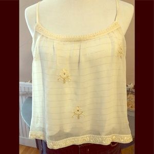 Shear, Lacey embroidered cami.